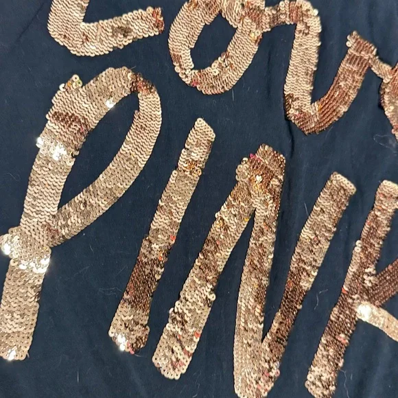 PINK Victoria's Secret Black Tee with Gold Accents - Picture 3 of 5